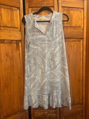 Michael Kors Light Blue Palm-Print Dress
